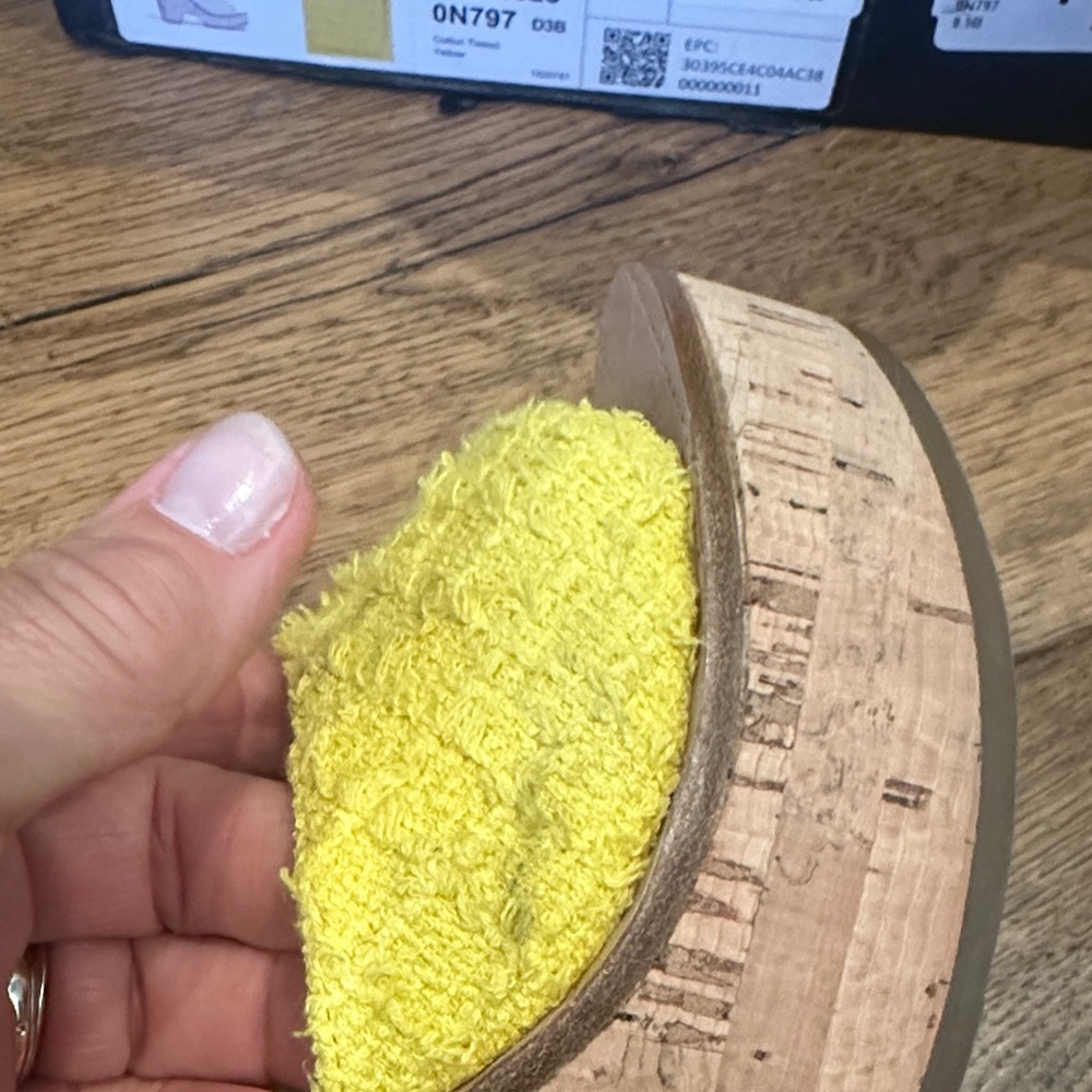 CHANEL Yellow Tweed Wedge Sandals - Picture 7 of 8